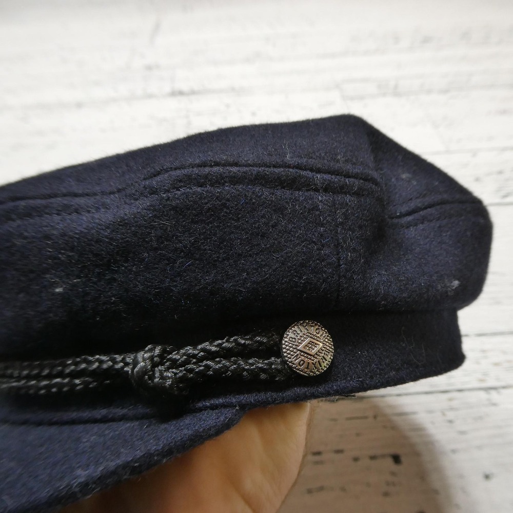 Brixton Hat Cap Fitted Mens 7 1/4 Blue Wool Mariner Nautical Lined Winter - Picture 3 of 7